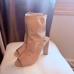 Cape Robbin Beige Peep-Toe Heeled Boots